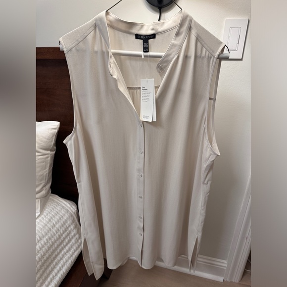 Eileen Fisher Silk Cream Blouse XL - Picture 1 of 3